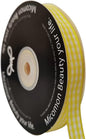 Yellow and White Gingham Plaid Checked Ribbon 25 Yards Per Roll Checkerd Craft 100% Polyester (3/8", Yellow)