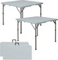 Set of 2 Square Folding Table 34in Multi-Functional Portable Folding Card Table with Carrying Handle for Indoor Outdoor Camping,Picnic, Office, Party Use HDPE Plastic Tabletop with Metal Frame(Grey)