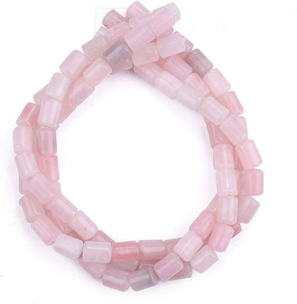Natural Rose Quartz Crystal Cylinder Stone Loose Semi Gemstone Beads for Jewelry Making 10mmx14mm 38cm