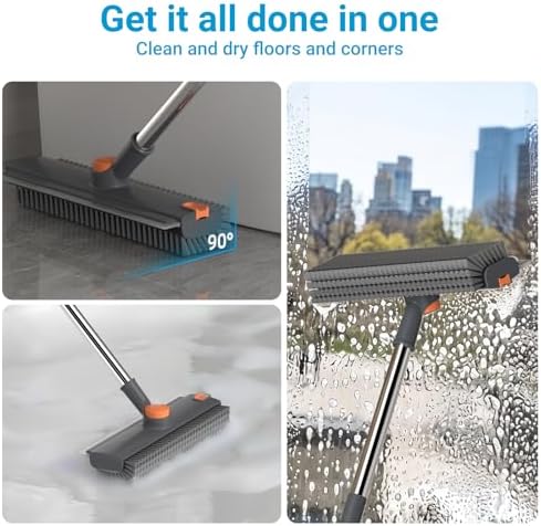Pool Scrub Brush with 52" Pole, 3 in 1 Pool Cleaning Brush with Squeegee - Image 2