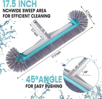 Swimming Pool Brush Head with Round Ends，17.5" Heavy Duty Aluminum Back Head - Image 2
