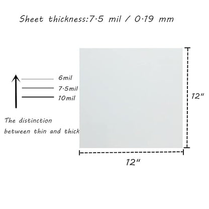 BANLTRE 12 Sheets 7.5 mil Mylar Sheet 12 x 12 inch Milky Translucent PET Blank Stencil Making Sheet for Cutting Machines, Cut Tool Template Material (7.5 mil)