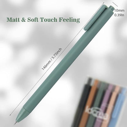 ldcrea Green Gel Pens 0.5 Fine Tip, Black Ink, Silky Grip, 6 Pack