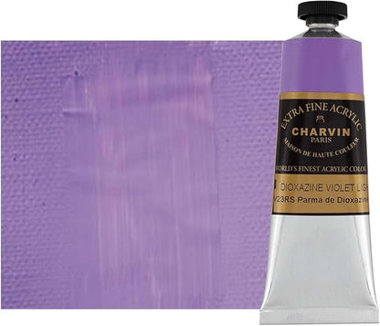 Charvin Extra Fine Professional Acrylic Paint - Dioxazine Violet Light, 60ml Tube, Triple-Milled, Lightfast Pigments, Open Stock Artist Acrylic Paints in Nature-Inspired Hues