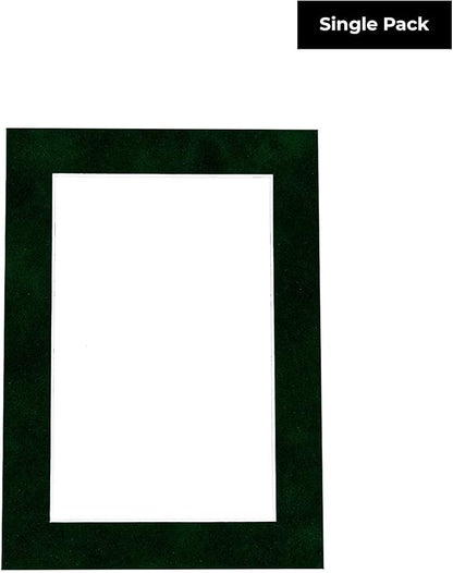 8x10 Mat Bevel Cut for 6x8 Photos - Acid Free Green Suede Precut Matboard With Backing Board and Crystal Clear, Self Seal Photo Mat Bag - For Pictures, Photos, Framing - 4-ply Thickness