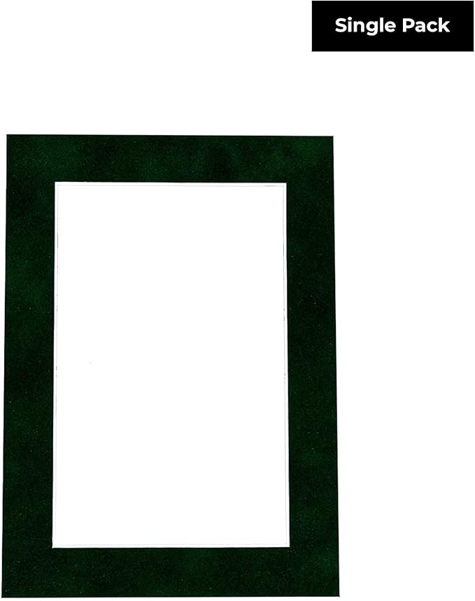 8x10 Mat Bevel Cut for 5x8 Photos - Acid Free Green Suede Precut Matboard - For Pictures, Photos, Framing - 4-ply Thickness