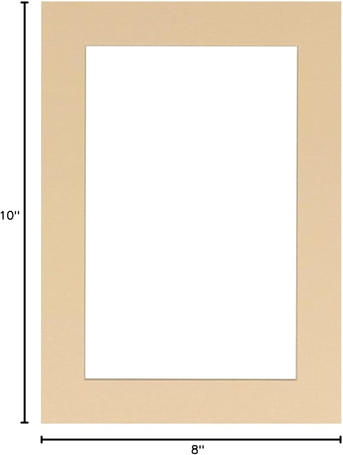 Pack of 25 Acid Free 8x10 Mats Bevel Cut for 6x8 Photos - Beige Precut Matboards For Pictures, Photos, Framing - 4-ply Thickness