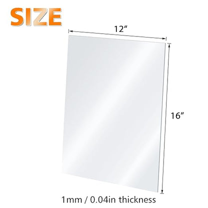 Egofine Plexiglass Sheets Acrylic Sheets 20 Pack of 12x16’’ 0.04 Thick Clear Plastic Cast Transparent Plexi Glass for Crafting Projects, Replacement Picture Frame Glass, DIY Display, Easy to Cut