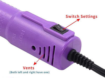 Heat Gun,mofa Embossing Mini Heat Gun,Hot Air Gun For Craft with Stand For DIY Embossing And Acrylic Paint Dryer,Multi-Purpose Electric Heating Nozzle 150W 110V(Purple)
