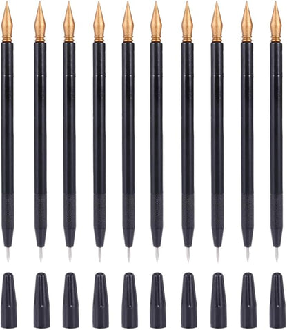 EXCEART Scratch Brush 10 Pcs Set Black Plastic Scratch Painting Pens for Art Drawing and DIY Creative Project Scratchboard Tools