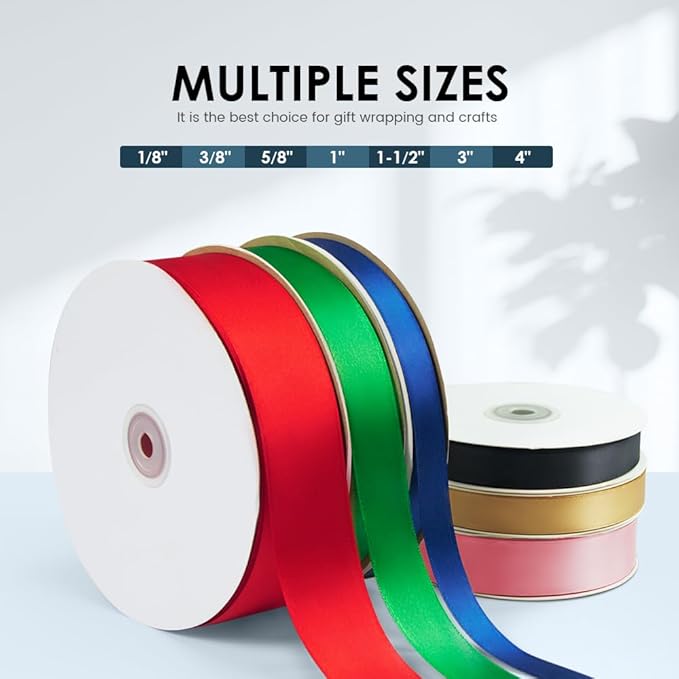 4 Inches x 25 Yards Polyester Satin Ribbon, Solid Color White Satin Ribbon for Crafts, Gift Wrapping, Hair Bows, Wedding Party Decoration, Bow Making (Green)