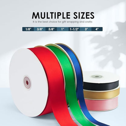 3/8" Wide x 100 Yards Single Face Polyester Satin Ribbon, Satin Ribbon for Crafts, Gift, Hair Bows, Wedding Party Decoration, Bow Making & Other Projects (Baby Blue)