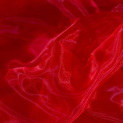 Fynite Red Organza Fabric by The Yard | 2 Yard Long | 44" Wide | Bridal Soft Sheer Organza Tulle for DIY Wedding Dress Fashion Craft Decorations