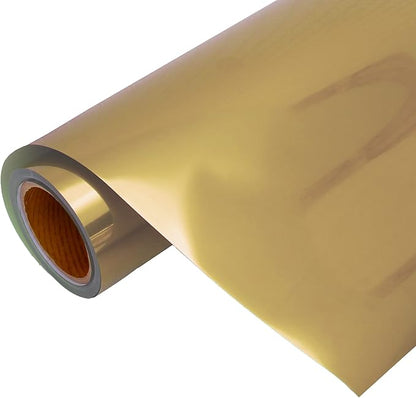 Threadart Metallic Foil Gold Heat Transfer Vinyl Film | Custom Cut Roll 20" Wide by The Yard | Compatible with Venture Explore and Maker, Silhouette Cameo, & Large Format Cutters