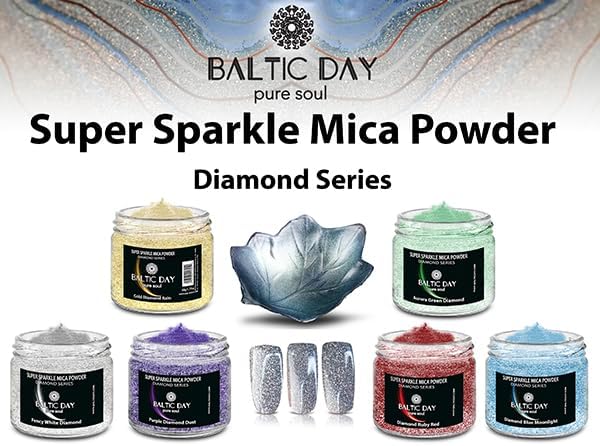 BALTIC DAY - Diamond Dust for Crafts [ Fancy White ] - Sparkle Glitter Mica Powder - Resin Glitter - White Mica Powder for Epoxy Resin - Shimmer Pigment - Diamond Crystal Dust