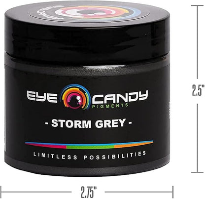 Eye Candy Pigments Premium Grey Mica Powder - Storm Grey (50gr) - for Epoxy, Resin, Soap, Paint, Woodworking, Acrylic Pouring, Bath Bombs, Fishing Lures - DIY Arts and Crafts Additive