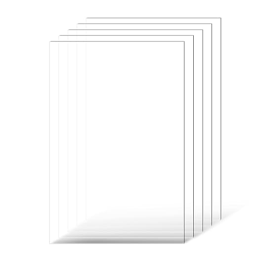 VEVOR PET/Plexiglass Sheets, 5-Pack Plastic Sheet, 24 x 36 Inch 0.04 Inch Thick Transparent Clear Flexible Plastic Panels for Craft, Replacement Picture Frame Glass, DIY Display Project, Easy to Cut