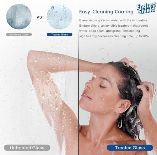 38" W x 80" H Frameless Fixed Shower Glass Panel - Image 4