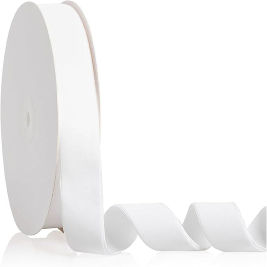 1" X 20 Yards White Velvet Ribbon for Christmas Tree Wreath Decoration Handmade Crafts Ornaments Gift Wrapping & Bow Making