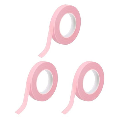 MECCANIXITY 3 Rolls Floral Tapes, 30 Yard x 1/16 in Florist Crepe Flowers Bouquets Tape Adhesive Waterproof for Flower Arranging Wrapping, Pink