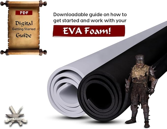 Shape Retention EVA Cosplay Foam 10mm (1mm-10mm) 14x39 inch Black or White High Density EVA Foam Sheets. Premium 85 kg/m3 Heat Shape Material for DIY Convention or Halloween Costumes by The Foamory