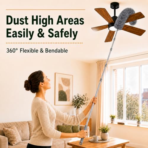 Cobweb Duster with Extension Pole, Window Squeegee, 3-in-1 Kit - Image 7