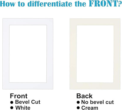 Egofine 11x14 White Picture Mats Pack of 6, Frame Mattes for 8x10 Pictures, Acid Free, 1.2mm Thickness, with Core Bevel Cut