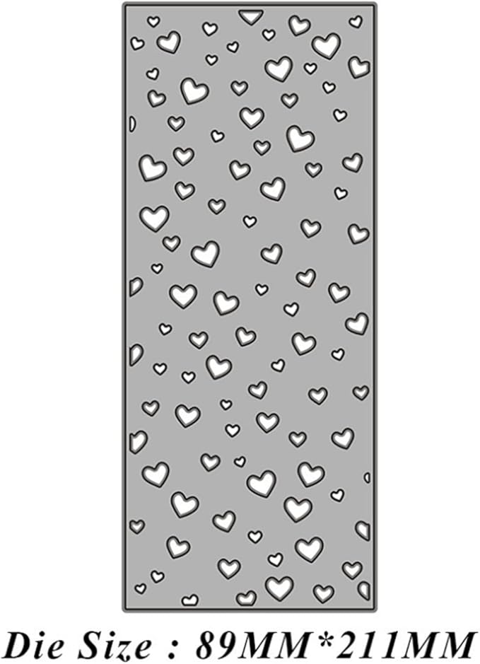 Mvchifay Cutting Dies Happy Birthday Metal Stencils Scrapbooking Tool DIY Emboss Paper Card Making (Heart Hollow frame-89x211mm)