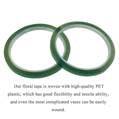 HAHIYO Clear Green 0.25Inch (217Feet/72Yard Total) 2Rolls Floral Tape Waterproof Florist Tape Flower Wrap Adhesive Waterproof Decorative Tape for Bouquet Stem Wrapping Flower Arranging Floral Craft