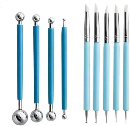 Professional Clay Sculpting Tools Set, Blue, 9 Pieces, Ball Stylus and Modeling Tools for Pottery, Ceramics, Art