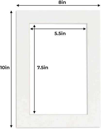 6x8 Mat for 8x10 Frame - Precut Mat Board Acid-Free Show Kit with Backing Board, and Clear Bags Textured White 6x8 Photo Matte Made to Fit a 8x10 Picture Frame Matboard for Framing, Pack of 1 Mat