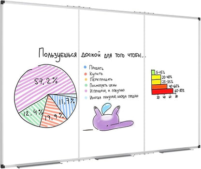 XBoard 118 x 48 Inch Magnetic Dry Erase Board, Oversized Foldable Whiteboard with Marker Tray 10' x 4' | Aluminum Frame