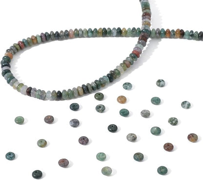 Natural Indian Agate Disk Stone Beads 4x2mm 160pcs Rondelle Loose Semi Gemstone Beads for Jewelry Making Design
