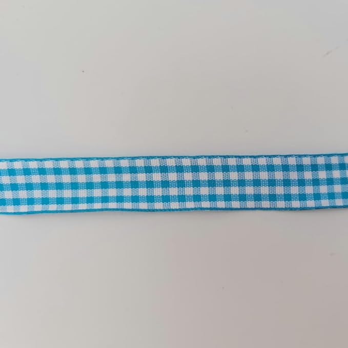 Vivid Blue and White Woven Edge Plaid Ribbon 100% Polyester Gingham Ribbon 25 Yards Each Roll (5/8",Vivid Blue)