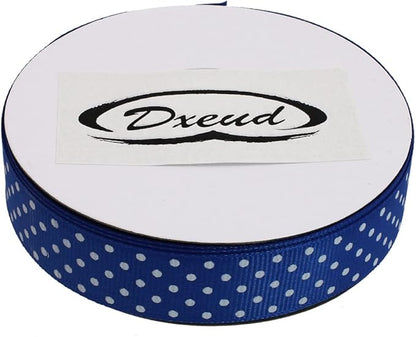 Polka Dot Grosgrain Ribbon 25 Yard Each Roll 100% Polyester (3/4", Royal Blue)