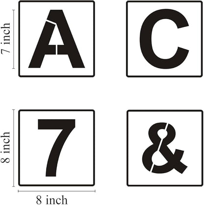 Alphabet Letter and Number Stencils 8 Inch - 40 Pack Large Letters and Numbers Stencil Templates with Signs for Painting on Wood, Reusable Letter Stencils for Chalkboard Signs & Wood Wall Art