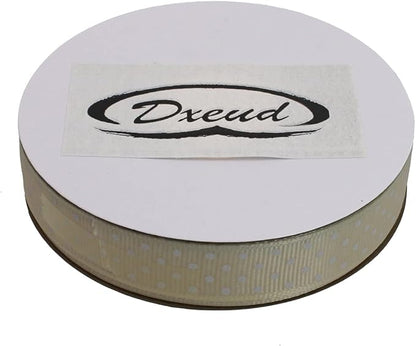 Polka Dot Grosgrain Ribbon 25 Yard Each Roll 100% Polyester (5/8", Beige)