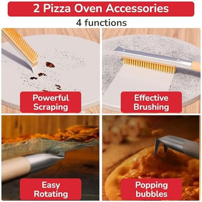 Senwosa Pizza Oven Brush with Scraper, Pizza Turner Fork Set - Image 2