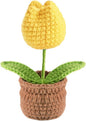 Tulip Pin Cushion, Handmade Knitted Pincushions, Cute Pin Cushions Needle Holders for Sewing Quilting Accessory, DIY Crafts or Patchwork Decor.Flowerpot Design Yellow Tulip