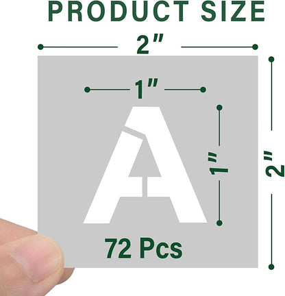 WISYOK 1 Inch 72 Pcs Letter Stencils and Numbers, Reusable Plastic Alphabet Art Craft Templates for Wood, Wall, Fabric, Rock, Signage,Cake,DIY