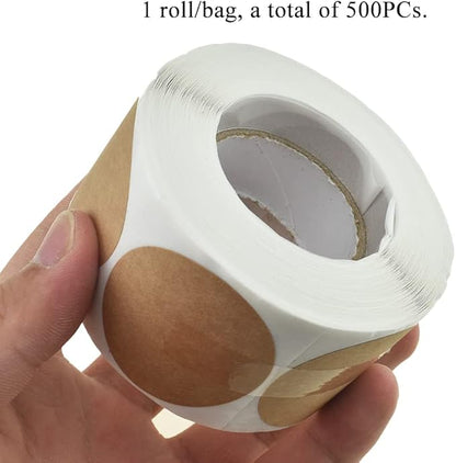 HAHIYO 1.5-Inch 500Pcs Natural Brown Kraft Round Label - Blank Adhesive Sticker to Write On for Jar, Canning, Price Tag, Store Organizing