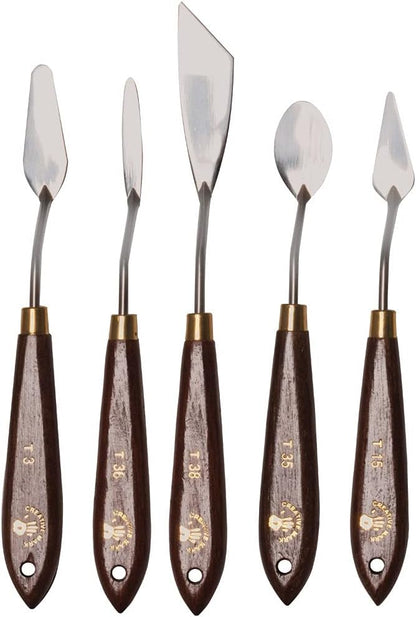 Creative Mark Stainless Steel Palette Knife Painting Tools - Paint Palette with Wooden Handle - Variety of Shapes and Sizes - Collection 5C, Set