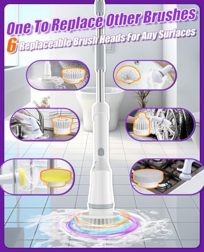 6-in-1 Cordless Electric Spin Scrubber, Extendable Reach - Image 4