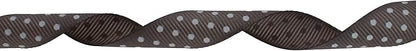 Polka Dot Grosgrain Ribbon 25 Yard Each Roll 100% Polyester (5/8", Gray)