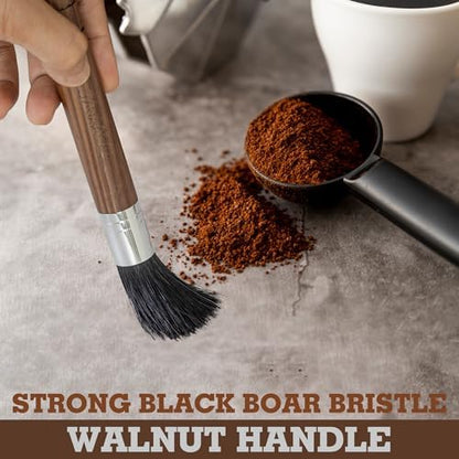 TAKAVU Coffee Grinder Brush, Natural Boar Bristle, Espresso Barista Cleaner - Image 4