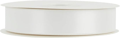 HUIHUANG White Satin Ribbon 1 inch x 50 Yards Double-Faced Polyester Silk Satin Ribbon for Gift Wrapping, Invitations, Hair, Bows Making, Holiday Decor, Flower Bouquet