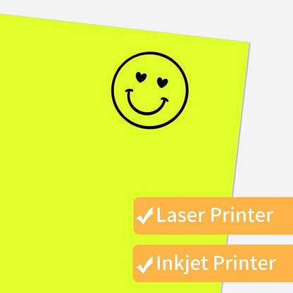 Neon Yellow Sticker Paper Labels for Laser & Inkjet Printer, Fluorescent Yellow Printable Sticker Paper- Matte, Letter Size 8.5" x 11"
