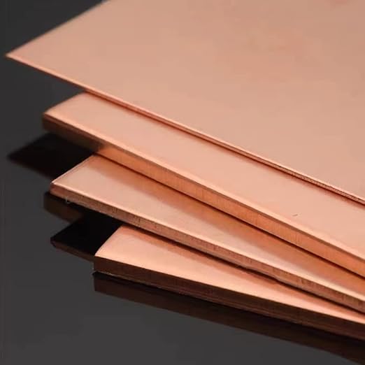 4 Pcs 99.9% Pure Copper Sheet, 4" x 4", 24 Gauge(0.5mm) Thickness, Double Sided Film Attached Copper Sheets Metal Plates for Crafting, Modelers, Jewelry, Repairs, Electrical