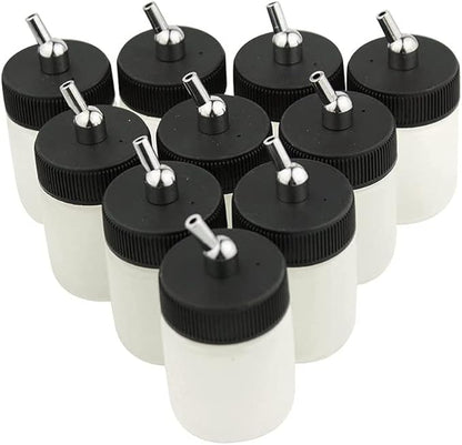 10 x 22CC Dual Action Airbrush Plastic Bottle Standard Suction Lid for Siphon Feed Airbrushes