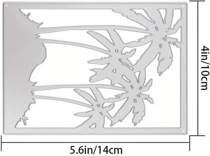 Lapoo 3D Backgrounds Frame Metal Cutting Die for Scrapbooking, New Cutting Dies DIY Album Card Making Decor Paper Craft Metal Die Cuts Party Wedding Decorations (Sea Coconut 5.5 x 7.5 in)